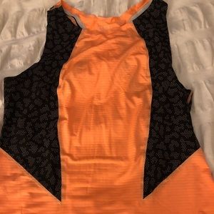 Zella running orange tank with black snakeskin. L